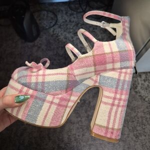 Plaid Platform Heels